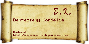 Debreczeny Kordélia névjegykártya